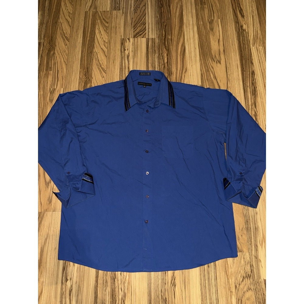 Jordan Craig Mens Royal Blue Button‎ Up Shirt Long Sleeve 2X